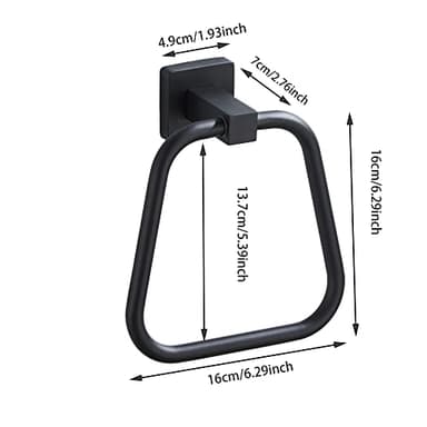 Matte Black Towel Ring for Bathroom, Kitchen Bath Towel Holder Hangers Wall Mount Heavy Duty Stainless Steel - Image 5