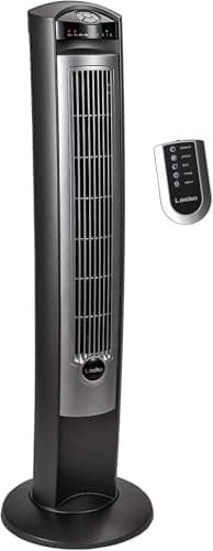 Lasko Oscillating Tower Fan with Remote, Quiet Floor Fans for Bedroom, 42", Silver T42951 - Image 1