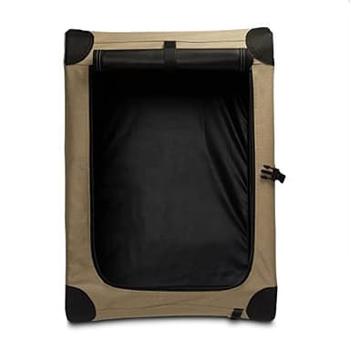 Amazon Basics 2 Door Foldable and Portable Travel Pet Kennel for Cat, Dog, Rabbit, 26 inch, Tan, S 26" x 18" x 18" - Image 3