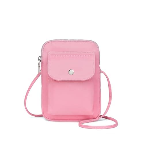 YONBEN nylon Crossbody Lanyard Mobile Phone Bag Stylish Accessory With Adjustable Strap (Nylon/Pink) - Image 1