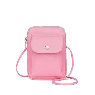YONBEN nylon Crossbody Lanyard Mobile Phone Bag Stylish Accessory With Adjustable Strap (Nylon/Pink) - Image 1
