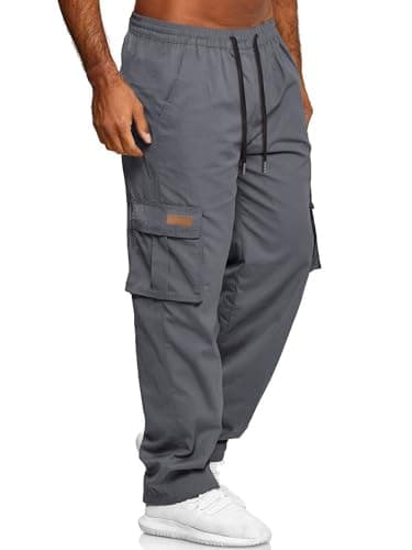 HOTake Men's Cargo Pants Casual Joggers Pants Sweatpants with Pockets Mens Athletic Pants Small Dim Grey - Image 4