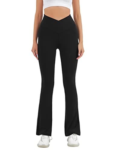 HEGALY Women's Flare Yoga Pants - Crossover Flare Leggings Buttery Soft High Waisted Workout Casual Bootcut Pants Black - Image 7