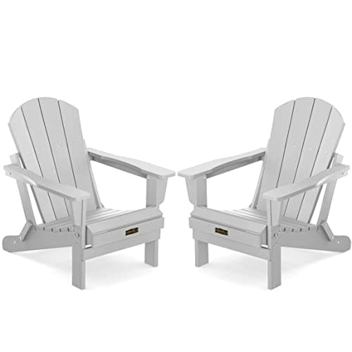 SERWALL Foldable Adirondack Chair Set of 2 for Patio Garden Outdoors Fire Pit-Space Grey - Image 1