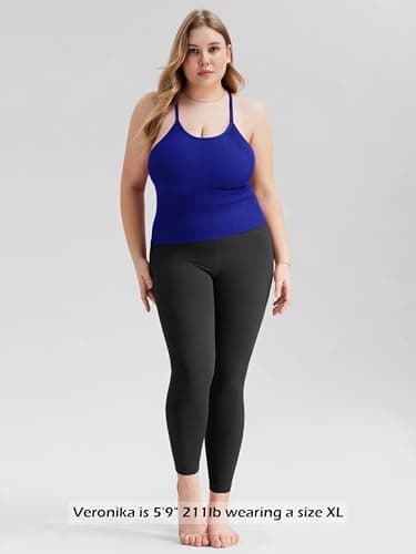 ODODOS Women's 3-Pack Seamless Cami Tank Top, Phlox+Sea Green+Lapis, Medium/Large - Image 7