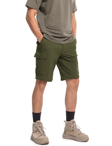 Moosehill Men's-Hiking-Pants Convertible Quick-Dry Water-Resistant Lightweight Zip-Off Outdoor for Hunting, Fishing, Safari with 5 Deep Pockets (Army Green, 34W*30L) - Image 3
