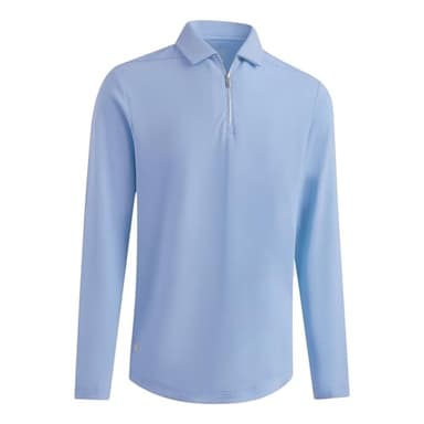VANCAMEL Quarter Zip Golf Polo Shirts for Men Long Sleeve Collared Shirts Lightweight Moisture Wicking Performance Polo Shirts Sky Blue - Image 1