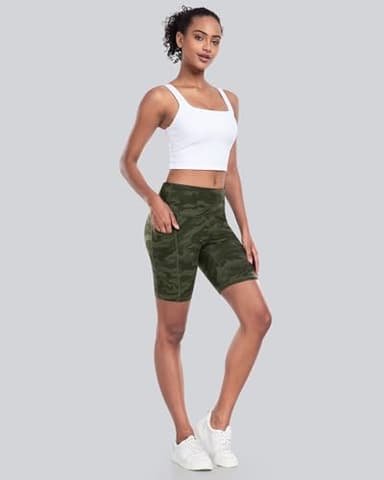 CHRLEISURE Womens Biker Yoga Shorts with Pockets: High Waisted Tummy Control Spandex Workout Athletic Gym Shorts 4 Packs(8'' Camo, 2XL) - Image 4