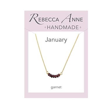 Rebecca Anne Handmade Jewelry Birthstone Bar Necklace, Gold January Garnet Necklace, 16" with 2" Extender, Personalized Layering Necklace Graduation Gift or Birthday Gift for Women, Girls - Image 2