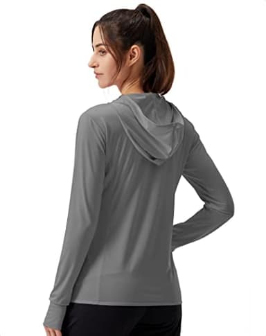 Soothfeel Women's UPF 50+ Sun Protection Hoodie Jacket Lightweight Long Sleeve Sun Shirt for Women with Pocket Hiking Outdoor Dark Grey M - Image 2