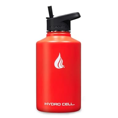 HYDRO CELL Stainless Steel Insulated Water Bottle with Straw - For Cold & Hot Drinks - Metal Vacuum Flask with Screw Cap and Modern Leakproof Sport Thermos for Adults (Mandarin 64oz) - Image 2