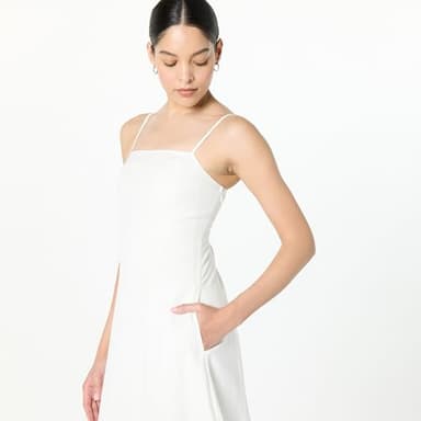 The Drop Women’s Daphne Square Neck Linen Maxi Dress, White, S - Image 3