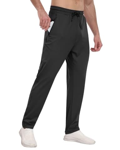 3 Pack Mens Athletic Sweatpants with Zipper Pockets,Workout Gym Joggers Pants for Men Running Jogging Pants-3Black-M - Image 3