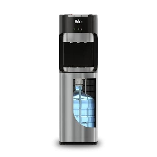 Brio Bottom Loading Water Cooler Dispenser for 5 Gallon Bottles - 3 Temperatures with Hot, Room & Cold Spouts, Child Safety Lock, LED Display with Empty Bottle Alert, Stainless Steel - Image 1