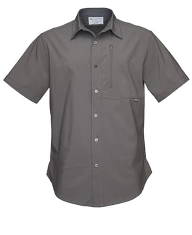 LizardHead Mens Glissade Short Sleeve Shirt, UPF 40+ (US, Alpha, Large, Regular, Regular, Charcoal Grey) - Image 1