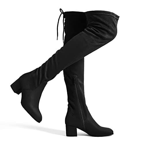 DREAM PAIRS Women's Laurence Over The Knee Thigh High Chunky Heel Boots Long Stretch Sexy Fall Boots,Size 8,Black,Laurence - Image 1