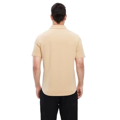 VEBOON Mens Polo Shirts Short Sleeve Big and Tall Dressy Polo Shirt Casual Performance Shirts with Pocket Khaki - Image 3