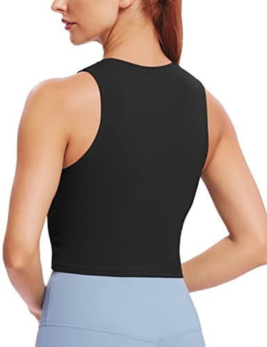 Natural Feelings Nudi Sports Bras for Women Removable Padded Yoga Tank Tops Sleeveless Fitness Workout Crop Tops Black - Image 2