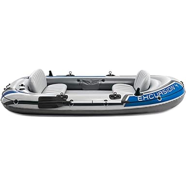 INTEX 68324EP Excursion 4 Inflatable Boat Set: Includes Deluxe 54in Boat Oars and High-Output Pump – Adjustable Seats with Backrest – Fishing Rod Holders – 4-Person – 1100lb Weight Capacity - Image 8