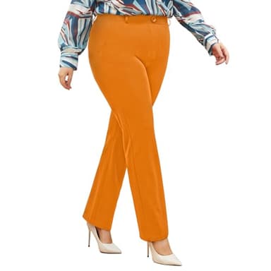 Plus Size Women's Straight-Leg Dress Pants - Slacks for Business Casual,Work Clothes for Office Orange Pepper 3XL - Image 6
