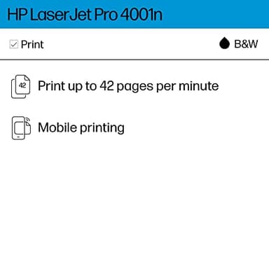 HP LaserJet Pro 4001n Black & White Printer, Print, Fast speeds, Easy setup, Mobile printing, Advanced security, USB, Ethernet Connection, Best-For-Office - Image 2
