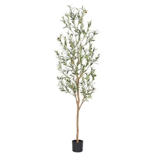Bellacat Faux Olive Tree 6ft，Olive Trees Artificial Indoor with Natural Wood Trunk and Realistic Leaves and Fruits. 6 Feet(72in) Fake Olive Tree for Home House Office Décor. - Image 1