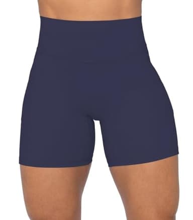 Sunzel No Front Seam Biker Shorts for Women with Pockets, Yoga Workout Gym Bike Shorts with Tummy Control 5" Inseam Ash Blue Medium - Image 3