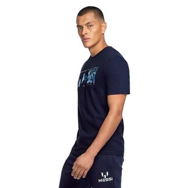 Messi Men's Lifestyle T-Shirt, Standard Fit, Comfortable Tee, 100% Cotton, Dress Blues, Large - Image 2