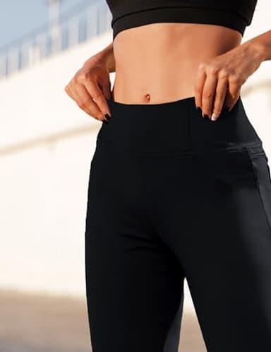 VOOVEEYA Curvy Womens Leggings, High Waisted Yoga Pants with Back Pockets, Tummy Control - Buttery Soft - Stretchy(Tall-Solid Black 2XL) - Image 4