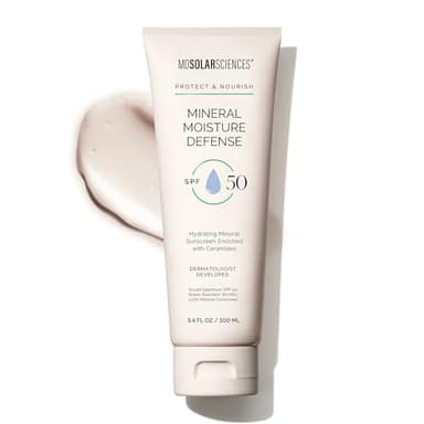 MDSolarSciences Mineral Moisture Defense Sunscreen SPF 30 | Hydrating Moisturizer with Ceramides | Water-Resistant, Broad Spectrum UV Protection | No White Cast | Safe for Sensitive Skin (3.4 Fl Oz) - Image 1
