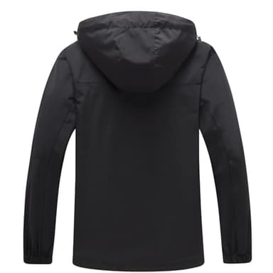 GIISAM Men's Black Rain Jacket,Mens Waterproof Black Light Weight Running Black Rain Coat with Hood for Hiking Fishing - Image 2