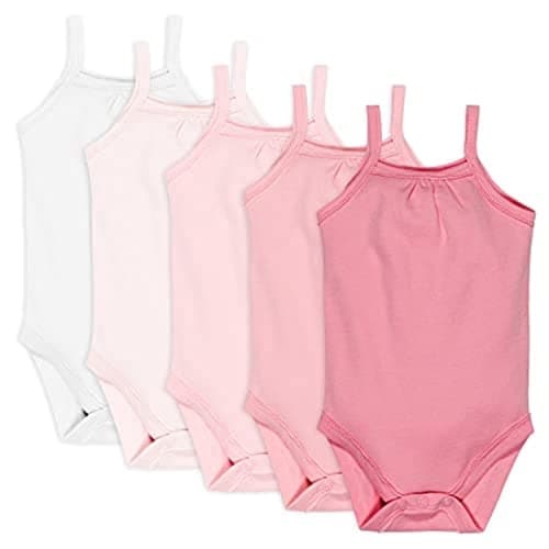 HonestBaby Cami Bodysuits One-piece 100% Organic Cotton for Baby Girls, Pink Ombre, 24 Months - Image 1