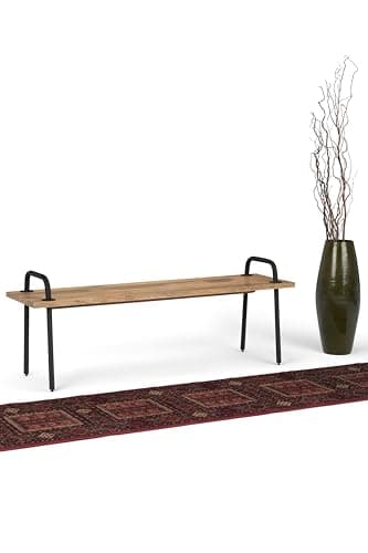 SIMPLIHOME Berkeley SOLID MANGO WOOD 56 inch Wide Industrial Entryway Bench in Natural for the Living Room, Entryway and Family Room - Image 11