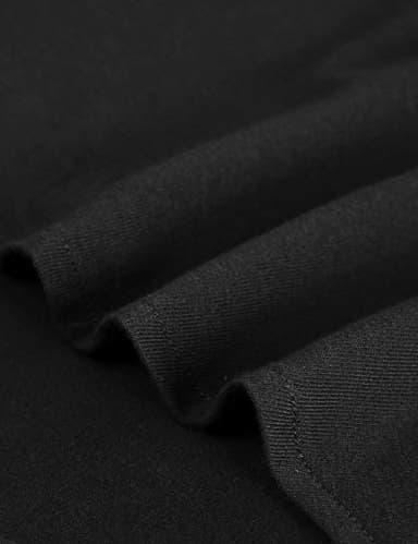 DJT Womens Soft Stretchy Knit Plaid Shirts Roll Up Long Sleeve Collared Button Down Blouses Tops X-Large Solid Black - Image 4