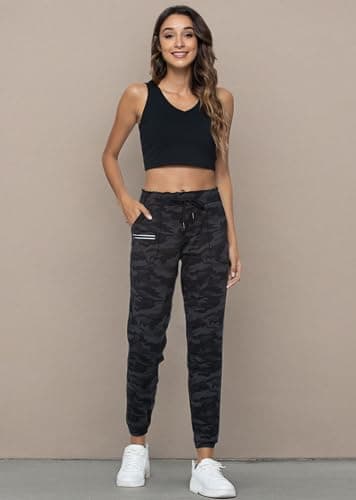 Haowind Joggers for Women with Pockets Elastic Waist Workout Sport Gym Pants Comfy Lounge Yoga Running Pants(Black Ash Camo L) - Image 7