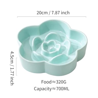 AQUAINNO Slow Feeder Dog Bowls Ceramic, Slow Bowl, Slow Eating Healthy Design for Small Medium Size Dogs, Dog Dishes to Slow Down Eating,Anti Gulping (Light Green, Medium) - Image 2