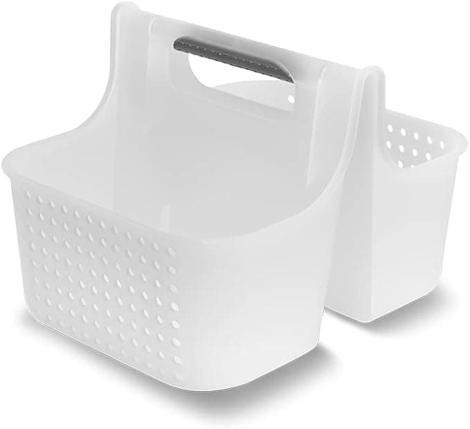 madesmart Large Soft Grip Tote, Under Sink Bathroom Storage, Multi-Purpose Home Organization, EPA Certified, Premium Antimicrobial White - Image 1