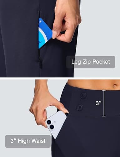 ISEEGZ 18" Dressy Capri Pants for Women High Waist Stretch Womens Golf Capris Pants for Summer with Pockets Work Casual Navy - Image 6