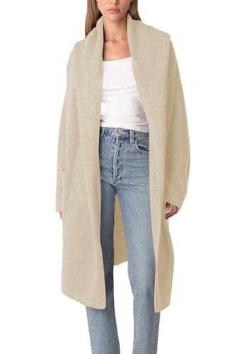 Cakulo Womens Hooded Oversized Long Cardigan Sweaters Fall Duster Cardigans Open Front Coatigan 2025 Apricot XL - Image 1