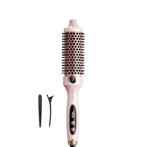 Wavytalk Thermal Brush, Blowout Boost 1.5 inch Heated Round Brush for Blowout Look, Dual Voltage, Pink, Sakura, Tourmaline Ceramic, Negative Ion Technology, 5 Temperature Settings, Less Damage - Image 1