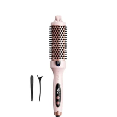 Wavytalk Thermal Brush, Blowout Boost 1.5 inch Heated Round Brush for Blowout Look, Dual Voltage, Pink, Sakura, Tourmaline Ceramic, Negative Ion Technology, 5 Temperature Settings, Less Damage - Image 1