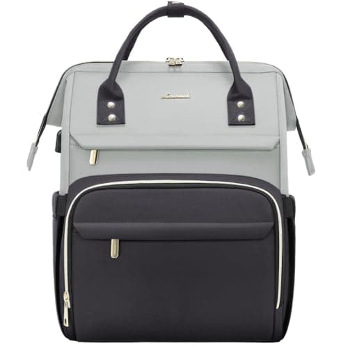 LOVEVOOK Laptop Backpack for Women, Fashion Work Computer Backpacks Purse, Travel Bags Doctor Nurse Backpack with USB Port, Carry on Backpack fits 15.6-Inch Laptop, Light Grey-Dark Grey - Image 1