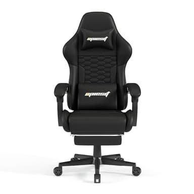Opiesit Gaming Chair, Computer Office Chair with Footrest, Linkage Armrests and Lumbar Support, High Back Ergonomic Gamer Chairs for Adults, Black PU Leather - Image 5