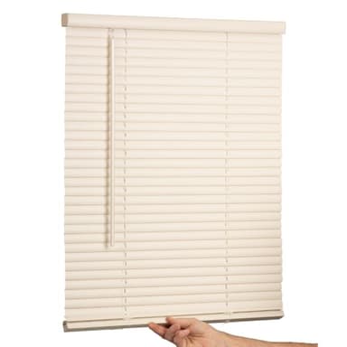 LOTUS & WINDOWARE Cordless Mini Blind, 1" Vinyl Slats, 46" Wide x 36" Long - Alabaster, Window Blinds for Home and Office, Interior Door Blinds - Light Filtering - Image 1