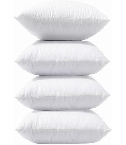 LANE LINEN 4 Pack 18x18 White Throw Pillow Inserts for Decorative Pillow Covers, Couch Pillows for Living Room, Fluffy Pillows for Bed - Image 1