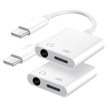 Seulliya USB C to 3.5mm Headphone Jack and Charger Adapter, 2-in-1 Audio & Fast Charging Splitter for Apple iPhone 17/16/15/Pro/Pro Max, iPad, Samsung, Pixel, and More 2Pack - Image 1