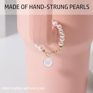 LUHOHI Letter Charm for Stanley Cup，Pearl Chain Accessories Stanley Cup Initial Charms for Handle Stuff Decor Water Bottle Jewelry Tumbler Cute Simple Modern Personalized Name ID Decorations (W) - Image 2