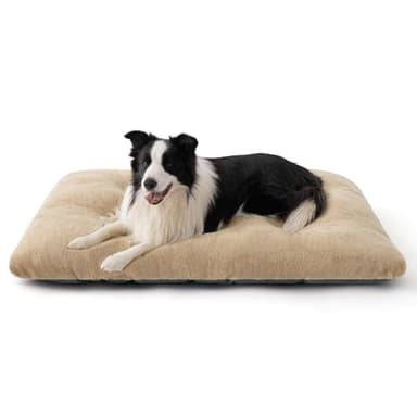 Bedsure Washable XL Dog Bed for Crate for Extra Large Dogs, Comfort Fluffy Plush Pet Pillow Bed Kennel Pad with Non-Slip Bottom, Machine Washable Pet Sleeping Mat, 41"x27", Brown - Image 1