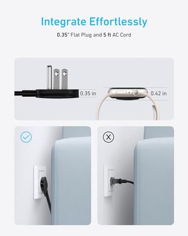 Anker Charging Station (100W), 9-in-1 USB-C Power Strip with 300J Surge Protection, for iPhone 16 and MacBook, 5 ft Flat Cable and Plug, 4 USB-C and 2 USB-A Ports, 3 AC Outlets, for Home, Office - Image 5