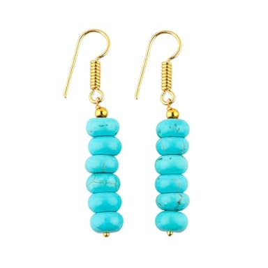Natural Turquoise Crystals Earring, Rondelle Beads Gemstone, Energy Healing Crystals, Birthday, Gift for Her, Gemstone Jewelry, Valentine Day Gift (Turquoise) - Image 1